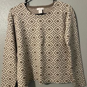 Halston Heritage Beige Diamond Pattern Sweatshirt